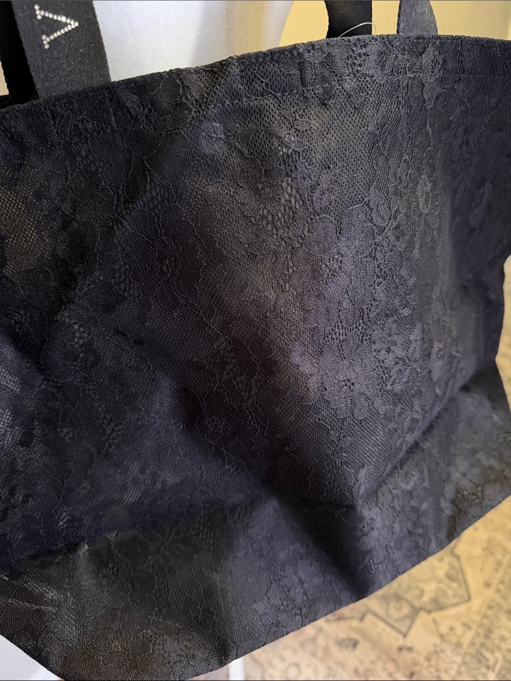 Victoria's Secret Black Lace Tote with Branded Crystal Straps - Picture 3 of 6